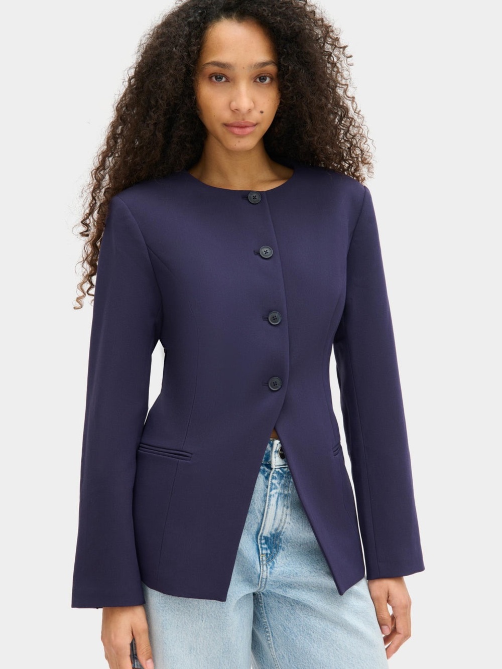 Aligne Daphne Waisted Blazer in Navy Blue